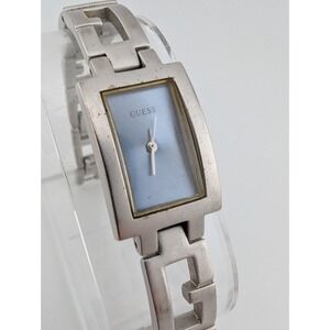 Guess Watch Women G-Link Silver 7.25" Band‎ Blue Dial 18mm Case- New Battery